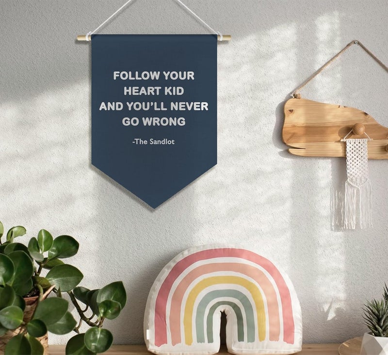 DSHFG Vinatge Sports Baseball Nursery Classroom Kids Boys Playroom Decor, Inspirational Motivational Baseball Wall Decor Pennant for Baby Boy Girl Toddler Room Bedroom, Navy Blue Wall Decor, 15x11in - Image 3